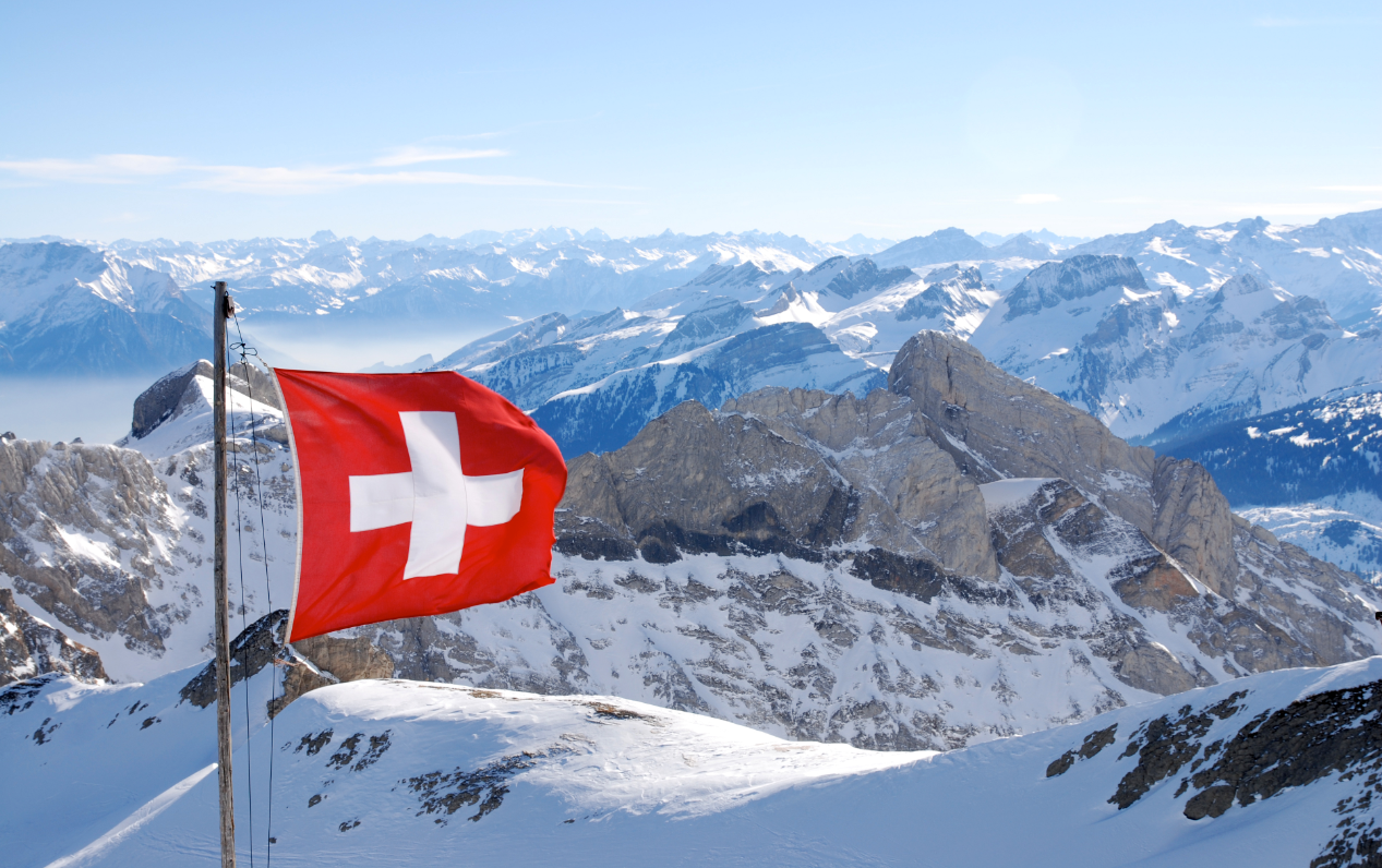 Swiss flag mountains